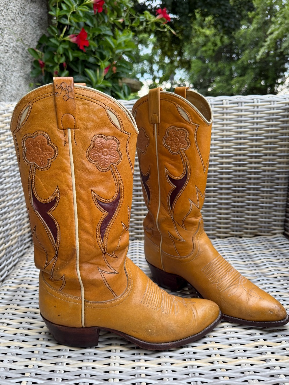 Vintage Ralph Lauren Cowboy Western Boots 7.5 8 Tooled 70s Rodeo Queen - Picture 5 of 16